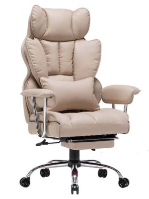 Leather Office Computer Chair (Executive Office Chair with Leg Rest and Lumbar Support)