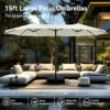 15ft Patio Umbrella Double-Sided Outdoor Market Extra Large Umbrella with Crank, Umbrella Base Included (Dark Red)