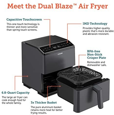 9396f77306d7469f9ac7731adef081e0 Air Fryer 6.8Qt, Dual Blaze with 360 ThermoIQ Tech