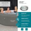 Bestway SaluSpa Miami EnergySense AirJet Inflatable Hot Tub Spa (71′′ x 26′′) | Portable Hot Tub with 2 Covers (1 Energy-Efficient Thermal Cover and 1 Standard Cover) | Fits Up to 2-4 Persons | Black
