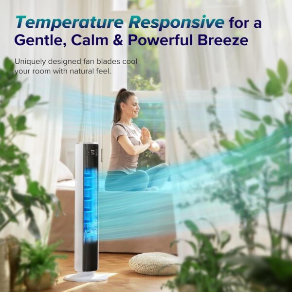 93a22ea53c8346dda7e4cdbfa5089771 LEVOIT Tower Fan for Bedroom, Standing Fan that Blows Cold Air for Home, 28dB Quiet for Sleep, Remote, 90° Oscillation, 12H Timer, 25ft/s Velocity, 5 Speeds, 4 Modes, Bladeless 36 inch, White