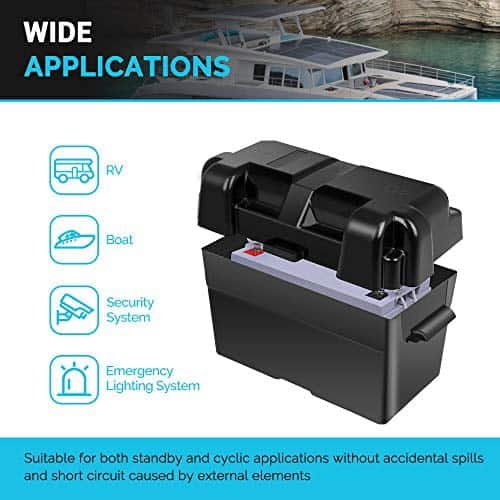 Renogy 12V 100Ah Deep Cycle AGM Battery w/Battery Box for RV, Solar Marine and Off-grid Applications