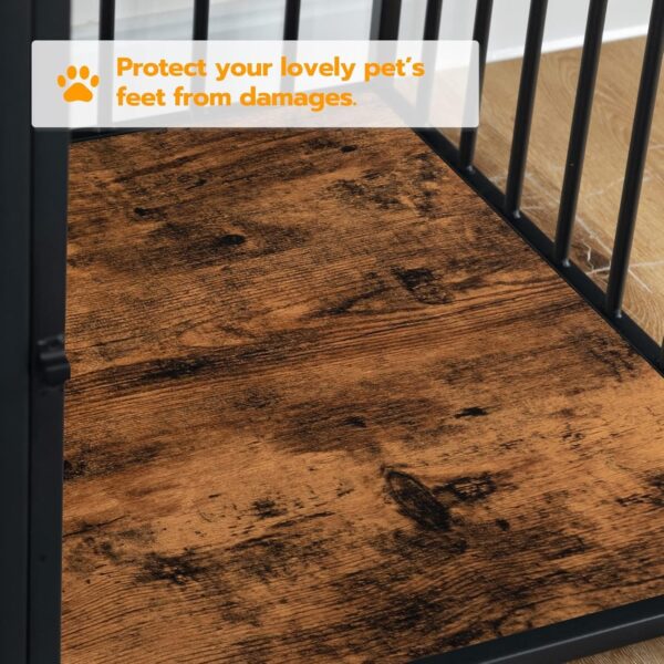 HOOBRO Dog Crate Furniture, Wooden Dog House, Decorative Dog Kennel with Drawer, Indoor Pet Crate End Table for Small Dog, Steel-Tube Puppy Cage, Chew-Proof, Rustic Brown and Black BF01GW03