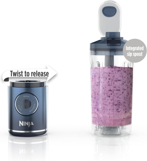 Ninja Blast Max, Portable Blender + Twist & Go, Personal Blender, Ninja Blender, Smoothie, Blend, Ice Crush, 3 Programs, Cordless, 22oz removable Vessel, Dishwasher Safe, Leakproof, Sea Glass, BC251MT