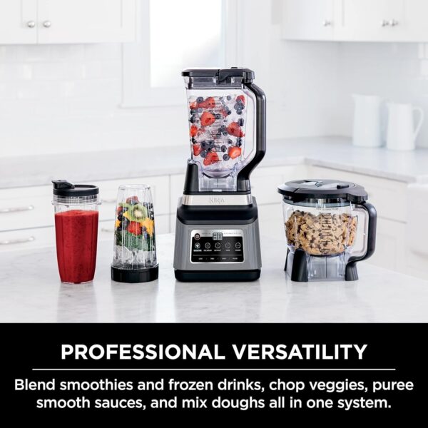 BN801 Professional Plus Kitchen System, 1400 WP, 5 Functions for Smoothies, Chopping, Dough & More with Auto IQ, 72-oz.* Blender Pitcher, 64-oz. Processor Bowl, (2) 24-oz. To-Go Cups, Grey