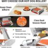 1670W Commercial Hot Dog Rollers,11 Rollers 30 Hotdog Roller Grill,Stainless Steel Hot Dog Machine With Dust Cover,Hot Dog Roller Machine With Dual Temp Control And Led Light/Detachable Drip Tray