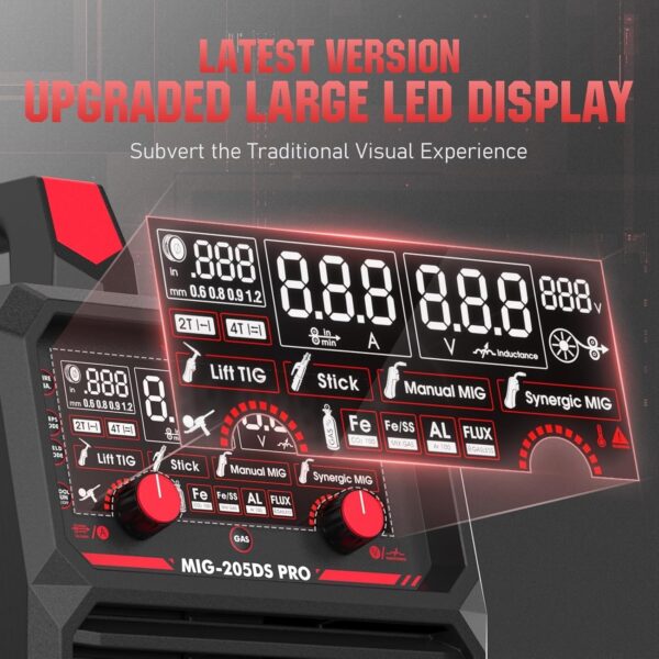 9476f2e80f1949dfb3d9bf09e7160d74 135Amp MIG Welder,110V Flux Core Welder Flux MIG/Lift TIG/Stick 3-in-1 Large LED Digital Display Welding Machine IGBT Inverter Welder FLUX-135PRO