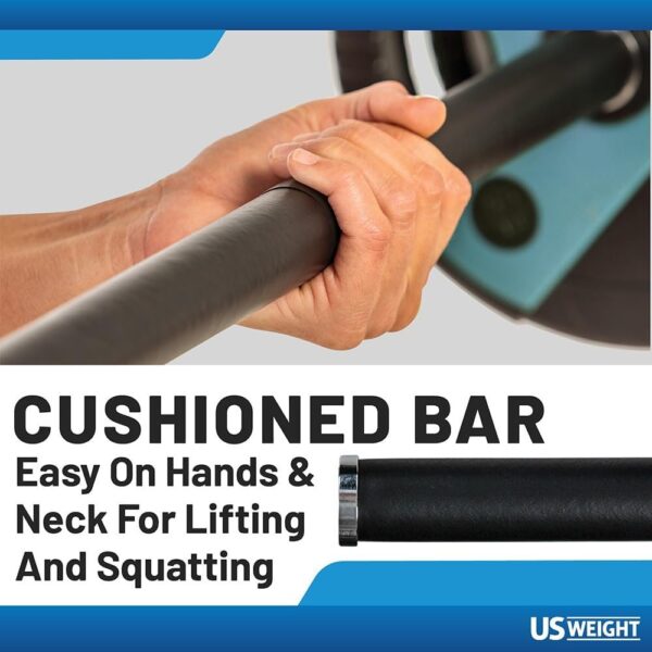9486b0e5936c4f7b876f8c05a8007281 US Weight Barbell Weight Set for Home Gym with 55” padded Bar – Adjustable Weights for Exercise, Lifting, and to Build Muscle