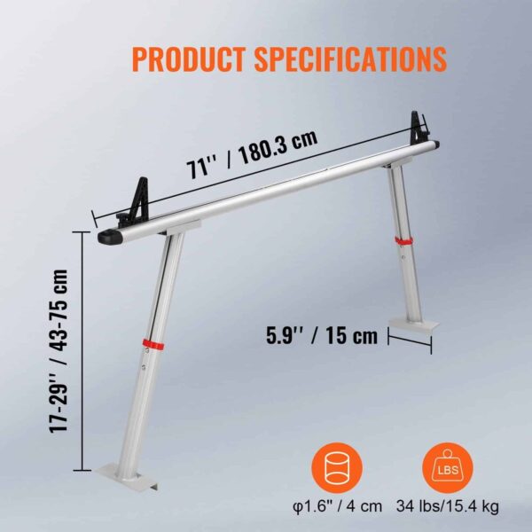 BENTISM Truck Rack Pick up Truck Ladder 17 -29 Height 800 lbs Capacity for Kayak