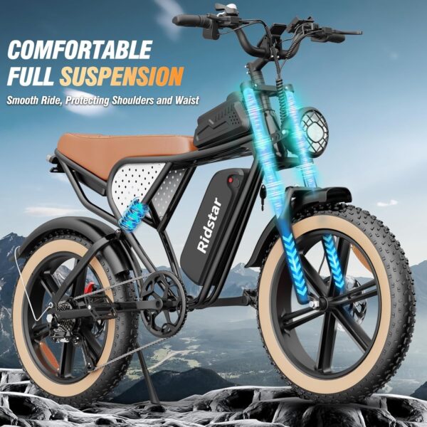 9499e6a397cb46db9221afeea22b2f97 Electric Bike for Adults Q20, 2000/1500W, 37/30MPH,52V 40AH,48V/20AH E-Bike,30-180 Miles Electric Motorcycle, 20′′ Fat Tire Dirt Bike, UL2849 All Terrain for Mountains, Snow, Sand, Road