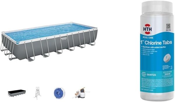 Bestway Oval Above Ground Pool Set (10′ x 6’7′′ x 33′′)| Includes Filter Pump & ChemConnect Dispenser