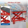 500LBS Hydraulic Lift Table Cart, 30′′ Lifting Height., Double Scissor Lift Table with 4 Wheels and Non-Slip Pad, Hydraulic Scissor Lift Table for Material Handling and Transportation