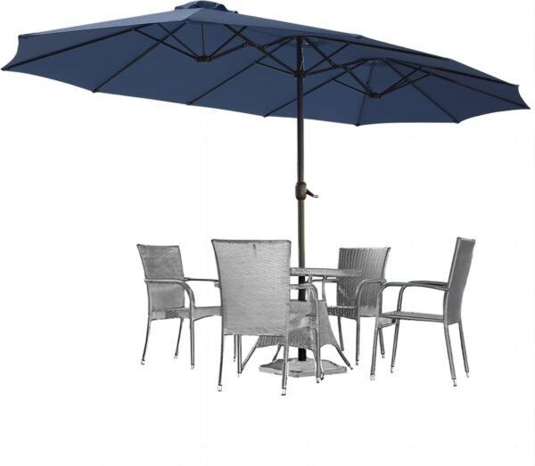 95692a180dab4be6976096cae3c8e3e7 15ft Patio Umbrella with Solar Lights, Large Double Umbrella Outdoor, Rectangle 180”x106” Umbrellas with 156 PCS LED Lights and Crank Handle for Backyard Deck Pool Shade in Black(1.9′′ Pole)