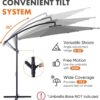 9.8FT Offset Patio Umbrella Hanging Cantilever Umbrella Outdoor Sun Shade with Easy Tilt Adjustment, 8 Ribs, UV Protection for Backyard, Lawn, Garden and Pool, Blue