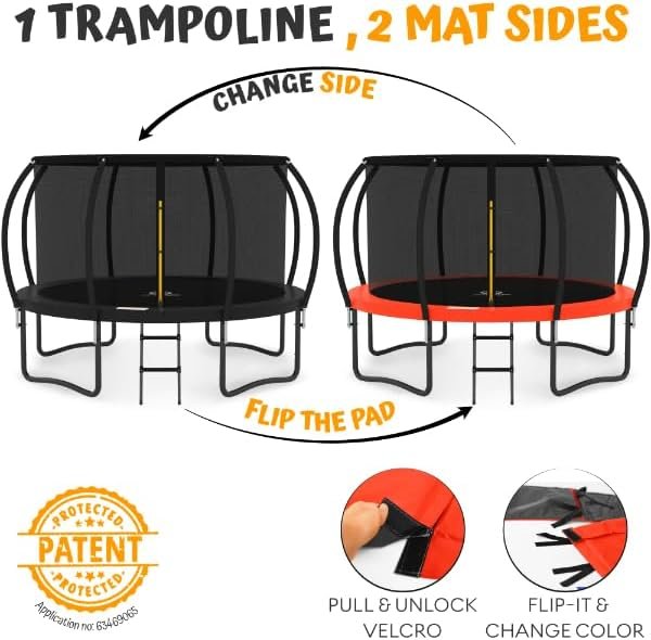 JUMPZYLLA Trampoline 8FT 10FT 12FT 14FT 15FT 16FT Trampoline with Enclosure – Recreational Trampolines with Ladder and AntiRust Coating, ASTM Approval Outdoor Trampoline for Kids