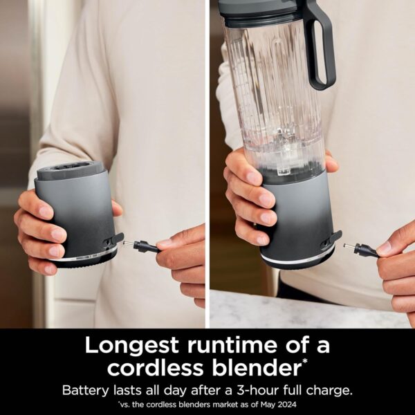 Ninja Blast Max, Portable Blender + Twist & Go, Personal Blender, Ninja Blender, Smoothie, Blend, Ice Crush, 3 Programs, Cordless, 22oz removable Vessel, Dishwasher Safe, Leakproof, Sea Glass, BC251MT
