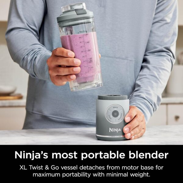 Ninja Blast Max, Portable Blender + Twist & Go, Personal Blender, Ninja Blender, Smoothie, Blend, Ice Crush, 3 Programs, Cordless, 22oz removable Vessel, Dishwasher Safe, Leakproof, Sea Glass, BC251MT