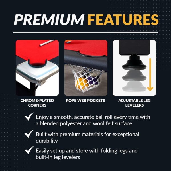 963fe5249ff54430ac6ecb379988bf59 Hathaway Fairmont 6 Ft Portable Pool Table, Adults Folding Billiards Tables for Game Room with Easy Foldable Storage, Includes Full Set of Billiard Balls, Cues, Chalk & Brush