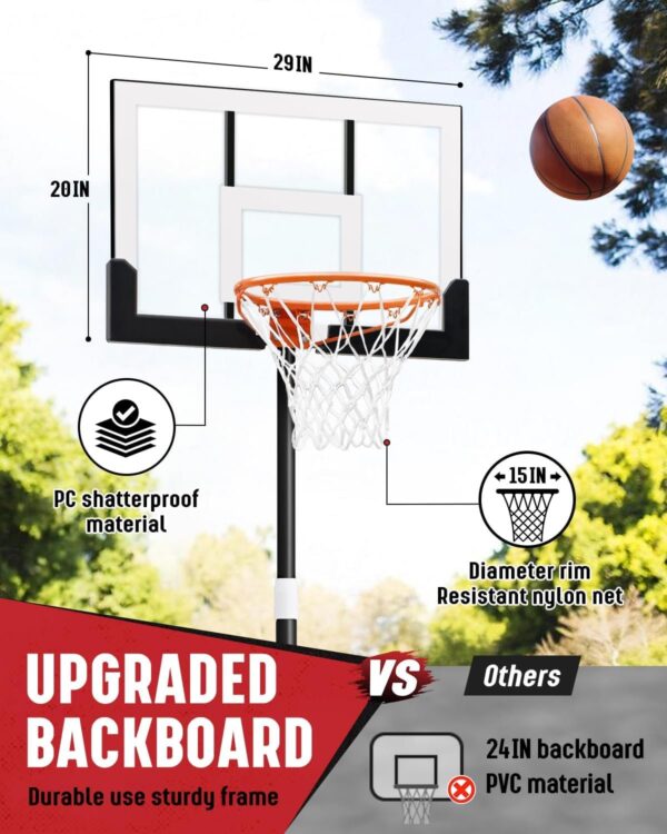 Kids Basketball Hoop Outdoor 3.2-7.2ft Adjustable, Portable Basketball Hoop & Goals for Kids/Teens/Youth in Pool/Backyard/Driveway/Indoor, 29 Inch Shatterproof Backboard and Enlarged Base