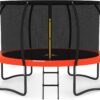 JUMPZYLLA Trampoline 8FT 10FT 12FT 14FT 15FT 16FT Trampoline with Enclosure – Recreational Trampolines with Ladder and AntiRust Coating, ASTM Approval Outdoor Trampoline for Kids