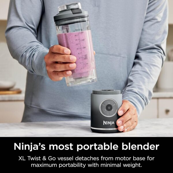 Ninja Blast Max, Portable Blender + Twist & Go, Personal Blender, Ninja Blender, Smoothie, Blend, Ice Crush, 3 Programs, Cordless, 22oz removable Vessel, Dishwasher Safe, Leakproof, Sea Glass, BC251MT