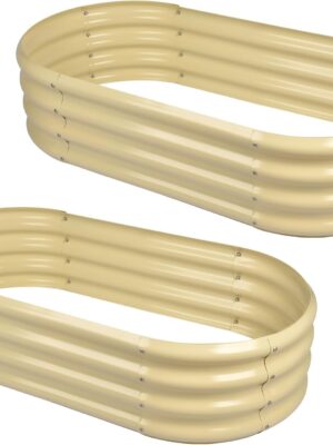 2Pcs Galvanized Raised Garden Bed Kit, 10×4×1ft Galvanized Planter Raised Garden Boxes Outdoor, Oval Large Metal Raised Garden Beds for Vegetables............