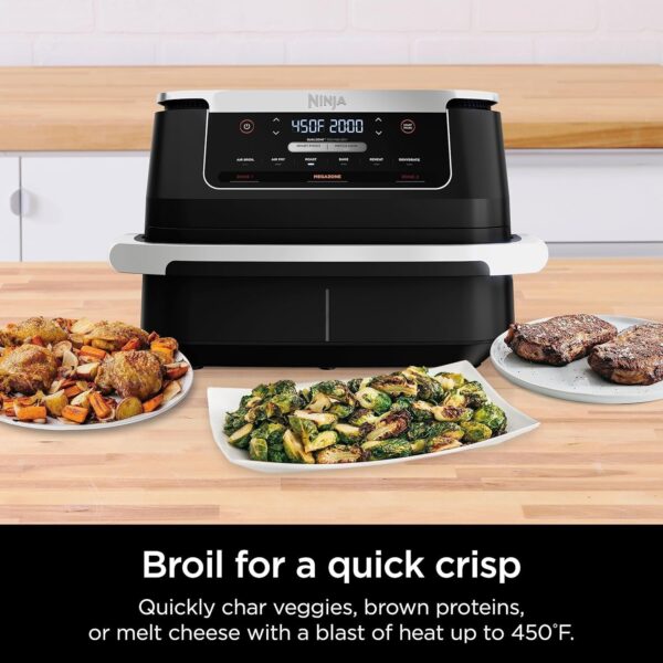 967a364433774301839e9cbd35eb7c25 DZ401 Foodi 10 Quart 6-in-1 DualZone XL 2-Basket Air Fryer with 2 Independent Frying Baskets, Match Cook & Smart Finish to Roast, Broil, Dehydrate for Quick, Easy Family-Sized Meals, Grey