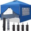 GDY 10×10 Pop Up Canopy Tent, Outdoor Canopy Tent, Patio Tent,Commercial Instant Gazebos,4 Sidewalls, Portable Shelter Canopies, with 4 sandbags, Blue.