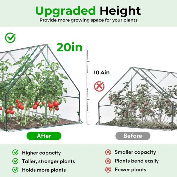 Land Guard 6x3x1ft Galvanized Raised Garden Bed with Waterproof Cover Small Mini Portable Antifreeze Greenhouse Kit for Metal Planter Box with 2 Huge Roll-up Zipper Door Window