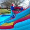 Inflatable Water Slides for Kids 8-in-1 Bounce House Water Park with 450W Blower Climbing Wall, Splash Pool, 2 Water Cannons, Basketball Hoop, Water Slide, Crocodile Sprinkler for Gift Backyard Party