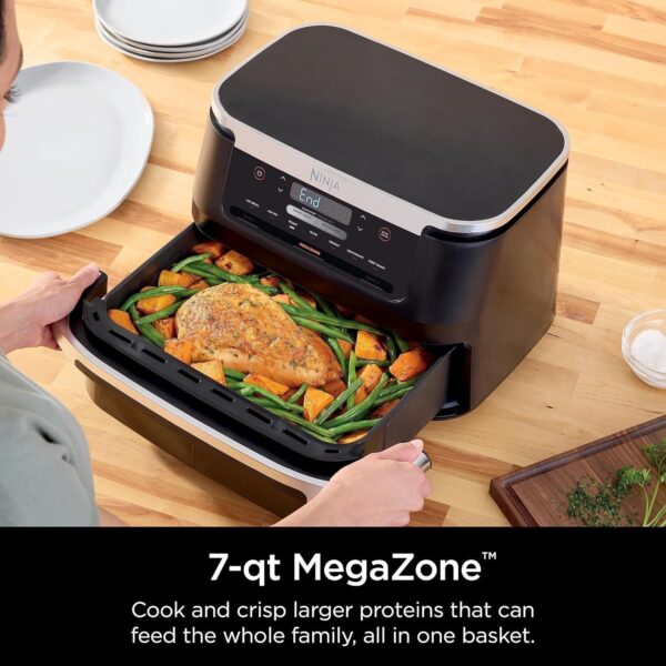 9738cbea13cf48fdb1edc4d79ec604ec DZ401 Foodi 10 Quart 6-in-1 DualZone XL 2-Basket Air Fryer with 2 Independent Frying Baskets, Match Cook & Smart Finish to Roast, Broil, Dehydrate for Quick, Easy Family-Sized Meals, Grey