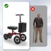 Knee Scooter for Foot Surgery, Leg Walker for Broken Foot Ankle Injuries, Dual Braking System Lightweight & Foldable Rolling Crutch Alternative (Red)