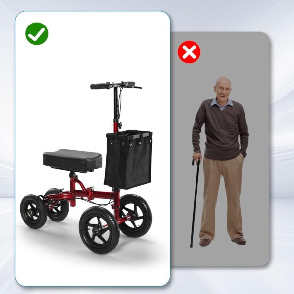 97606d38ae32489e890b95402c076af6 Knee Scooter for Foot Surgery, Leg Walker for Broken Foot Ankle Injuries, Dual Braking System Lightweight & Foldable Rolling Crutch Alternative (Red)