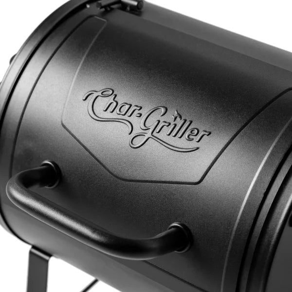 Griller Portable Charcoal Grill and Side Fire Box 17-in W Black Barrel Charcoal Grill