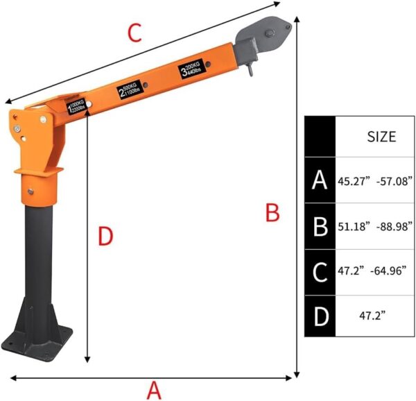 9765e27504ce4a0bbdd00aaa576c690f 1100lb Folding Dismountable Household Hoist Truck Crane with Electric Hoist (110V) – 880lb Pulling Force, Jib Cranes for Factory, Warehouse, Construction