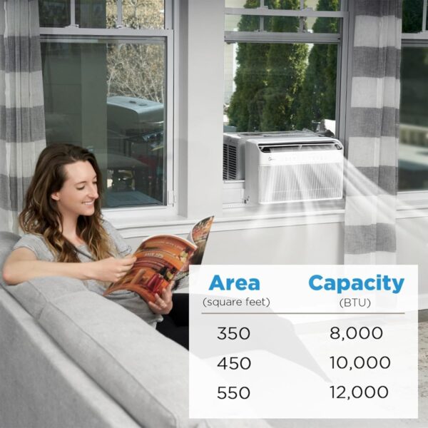 983f4439dde544c492c26b44998cb441 8,000 BTU U-Shaped Smart Inverter Air Conditioner – Cools up to 350 Sq. Ft., Ultra Quiet with Open Window Flexibility, Compatible with Alexa, 35% Energy Savings, Remote Control (Renewed)