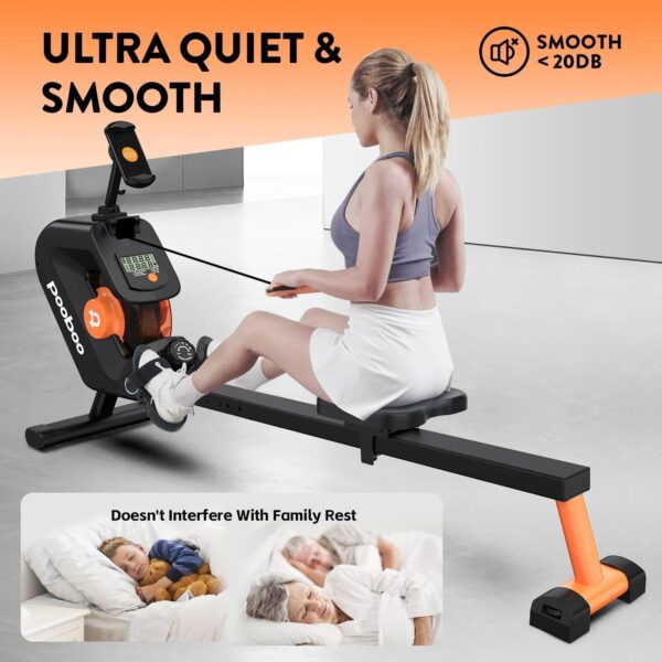 Magnetic Rowing Machine, 8-Level Resistance, Foldable, Ergonomic Design, Supports 350 lbs, Home Exercise Equipment