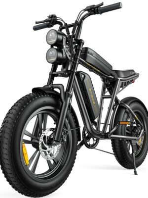1000W Electric Bike for Adults, Retro-Style, 28mph, 94 Miles Range, 20′′x4.0′′ Fat Tires, Full Suspension, UL Certified