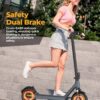 Electric Scooter – 8.5′′ Solid Tires, 350W Motor, Up to 19 MPH and 21-23 Miles Long-Range Portable Foldable Commuting Scooter for Adults with Double Braking System and App