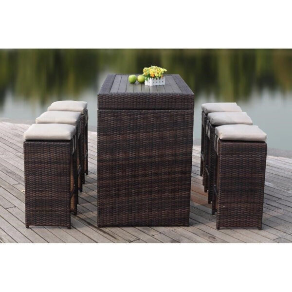 99006b4c50944f598876639398a03859 6 Person 59.1 Long Bar Height Dining Set with Cushions