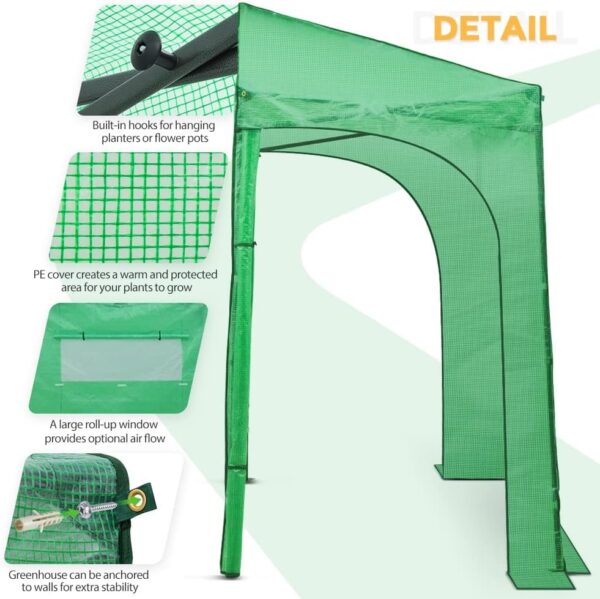 99161df5c7994588b50dd984943e45c2 EAGLE PEAK 6×4 Portable Walk-in Greenhouse, Pop-up Indoor Outdoor Garden Green House, Zippered Door and Windows, PE Cover, White