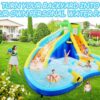 Inflatable Water Slides for Kids 8-in-1 Bounce House Water Park with 450W Blower Climbing Wall, Splash Pool, 2 Water Cannons, Basketball Hoop, Water Slide, Crocodile Sprinkler for Gift Backyard Party