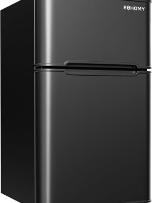 EUHOMY 3.2 Cu.Ft Mini Fridge with Freezer – 2-Door Compact Refrigerator for Bedroom, Dorm, Office or Apartment, Silver