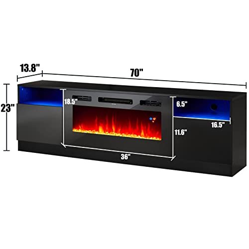 998bcb3bda864f61879a363bc433f278 Amerlife Fireplace TV Stand with 36′′ Electric Fireplace, LED Light Entertainment Center