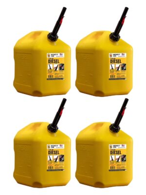 Midwest Can Company 5 Gallon Diesel Can Fuel Container w/ Auto Shut Off (4 Pack)