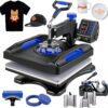 8-in-1 Heat Press Machine, 15×15 Inch, Combo with Tumbler Press, 360° Swing Away, Digital Multifunction for T-Shirts, Mugs, Hats, Plates, Black/White