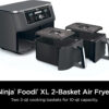 DZ401 Foodi 10 Quart 6-in-1 DualZone XL 2-Basket Air Fryer with 2 Independent Frying Baskets, Match Cook & Smart Finish to Roast, Broil, Dehydrate for Quick, Easy Family-Sized Meals, Grey