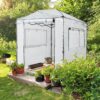 EAGLE PEAK 6×4 Portable Walk-in Greenhouse, Pop-up Indoor Outdoor Garden Green House, Zippered Door and Windows, PE Cover, White