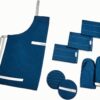 Linen Set – Apron, Pot Holders, Oven Mitts, & Tea Towels – 100% Organic Cotton – Durable, Machine Washable