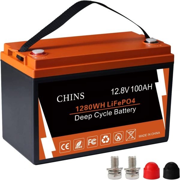 CHINS Bluetooth LiFePO4 Smart 12V 100AH Lithium Iron Battery Low Temperature Charging Mobile Phone APP